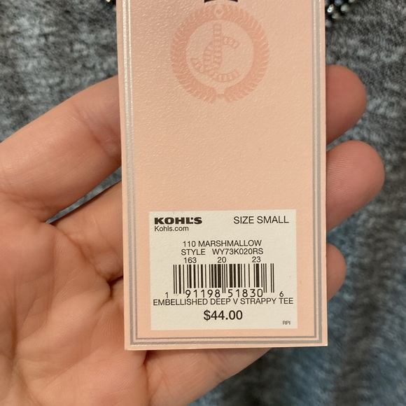 New Juicy Couture Embellished Deep V Strappy Tee - Picture 4 of 5